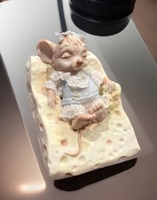Rare Thistledown Collection BRONN Made In USA Mouse Asleep On Cheese 21/100 Rare picture