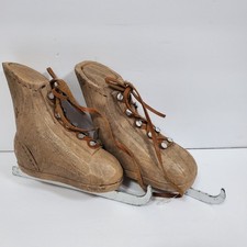 Vintage SCF Seasons of Cannon Falls Wooden Ice Skates Handcarved Christmas Decor picture