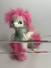 Vintage Brinn’s MCM Porcelain Pink/white Poodle DOG With Fur 6” Tall Japan picture