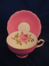 Vtg. Royal Adderley Bone China Teacup & Saucer Pink Cabbage Rose England Ex.Cond picture