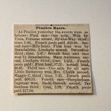 1800s Reporting On The Pimlico Races Horse Racing Results 1881 Ad 5AK9-S16 picture