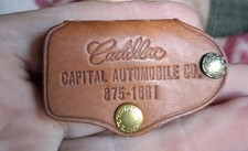 Atlanta Ga Vintage Capital Cadilac Dealer Leather Keychain Fob Return Unused? NR picture