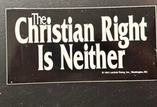 Vintage 1994 The Christian Right Is Neither Bumper Sticker Lambda Rising DC picture