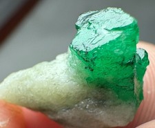 10 CT,  Natural Vivid Green Emerald Crystal on Matrix From Swat Pakistan picture