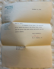 Conservative Republican William F. Buckley SIGNED Letter National Review fr 1966 picture