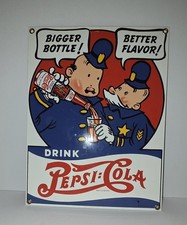 VINTAGE 8x11 in DRINK PEPSI-COLA SODA POP ADV. SIGN PORCELAIN HEAVY METAL - 943 picture