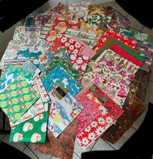 HUGE Lot of Vintage Christmas Wrapping Paper Crafting 4 lbs. & Cut Outs  READ picture
