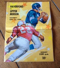 Rare 1962 Vintage Upper Merion Vs. Haverford High School FOOTBALL PROGRAM picture