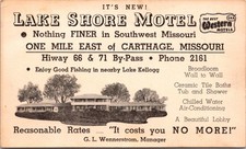 Postcard Lake Shore Motel Hiway Route 66 & &1 by-Pass Carthage Missouri Fishing picture