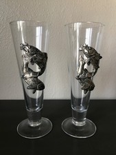 Arthur Court  Metal Trout Fish Salmon Glasses Beer Barware stunning picture