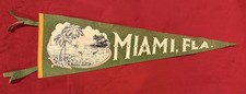 Vintage Miami Florida 25 Inch Travel Pennant Beach Flamingos Palm Trees picture