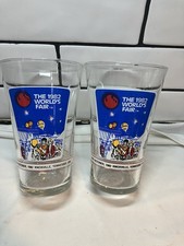 Vintage 1982 World's Fair Knoxville TN McDonald's Coca-Cola Glasses Set of 2 EX picture