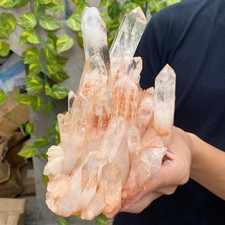1075g Natural clear white crystal quartz cluster rough mineral specimen picture