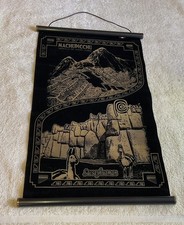 Peru Machu Picchu Wall Scroll Tapestry Sacsayhuaman Decor Black.  11” x 18.7” picture