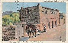 Postcard NM: Oldest House in U.S., Santa Fe, New Mexico Linen 1936 picture