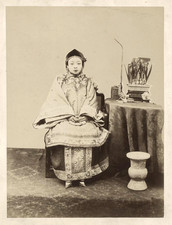 c.1880's PHOTO CHINA - PORTRAIT OF WOMAN WITH BOUND FEET picture