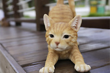Garden Statue Orange Tabby Cat Stretching Unique for Lawn Patio Indoor Medium picture
