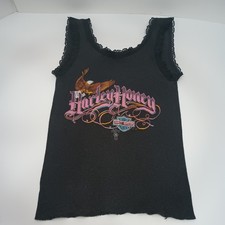 Vintage Harley Davidson 3D Emblem Harley Honey Tank Top Shirt Lace Size Small  picture