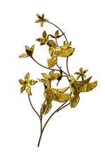 Vintage Homco Hummingbird Leaf Spray Brass Mid Century Wall Decor Bird Floral picture
