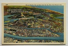1939 NY Postcard Site of New York World's Fair As Seen from the Air aerial view picture