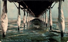  Vintage 1901-07 Old Orchard Pier, Maine Real Photo Postcard (WINTER PIER SHOT) picture