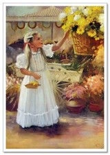 Lovely children-flowers of life Pretty girl KIDS ART NEW modern Postcard picture