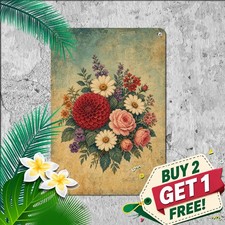 vintage floral bouquet illustration centered mixed flowers cluster picture