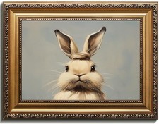 RETRART Vintage Gold Framed Rabbit Wall Art Easter Bunny Wall Decor, Home picture