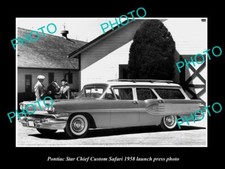 OLD POSTCARD SIZE PHOTO OF 1958 PONTIAC STAR CHIEF SAFARI LAUNCH PRESS PHOTO picture