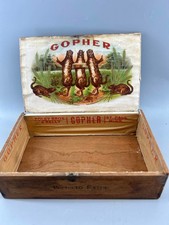 Antique Gopher Cigar Box Foley Bros & Kelly St Paul Perfecto Extra Litho Label picture