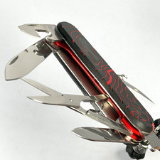 Victorinox Climber Modified Black Red Topo Double G10 Liners Custom Lanyard picture