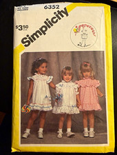 Simplicity 6352 Vintage Original Child Girl Dress Sewing Pattern picture
