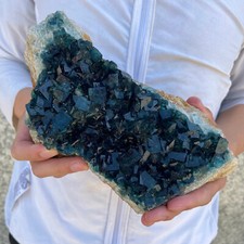 5.5lb Large NATURAL Green Cube FLUORITE Quartz Crystal Cluster Mineral Specimen picture
