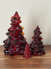 Mosser Glass Christmas Tree Set - 3 sizes - RED Holiday Decor picture