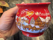 Strasbourg France Christmas Market Gluhwein Mug Red Market Stalls Holiday Scene picture