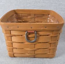 Longaberger 2004 TV Time Media Basket with Protector Liner Catch All Organizer picture