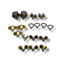 Lot of 17 Vintage US Military Rank Pins Assorted Black Goldtone picture