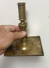 Authentic Early 17thc Spanish brass platform candlestick Beautiful soft patina picture