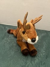 LIFELIKE AURORA REALISTIC BROWN TAILED REINDEER ANTLER STUFFED ANIMAL TOY PLUSH picture
