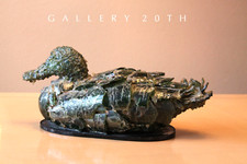 GORGEOUS MID CENTURY ABSTRACT GLASS DUCK SCULPTURE 60S 50S ART ORIG VTG MODERN picture