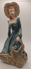 Vintage 1950s Era Figurine Lady in Teal Gown. Reproduction Of Florence Ceramics picture