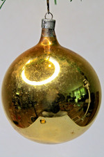 Vintage Pre WWII era Blown Glass Classic GOLD BALL Christmas Ornament Heidt picture