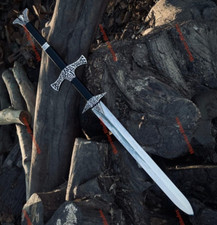 Handmade Skyrim Great Sword Carbon Steel Two-Handed with Leather Sheath Men Gift picture