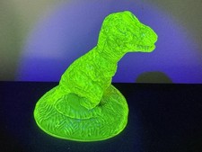 Boyd Glass T-Rex Dinosaur Vaseline Uranium Glass 4” Tall Glows UV picture