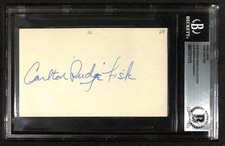 Carlton Fisk Vintage Signed Rookie Era 3x5 Index Card Beckett picture