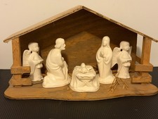 Vintage 1986 Sisters Incarnate Word Handmade Ceramic Nativity Set Stable Ohio picture