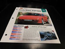1985-1992 Porsche 944 Turbo Spec Sheet Brochure Photo Poster 86 87 88 89 90 91 picture