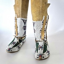 Antique Cheyenne Woman's Leggings and Moccasins, circa 1890-1910. picture