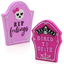Ayieyill 2pcs Halloween Tombstones Decorations for Pink Halloween Decor picture