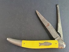 Vintage Imperial Prov RI USA Fish Knife Yellow Pearl Fishing Pocket Knife Scaler picture
